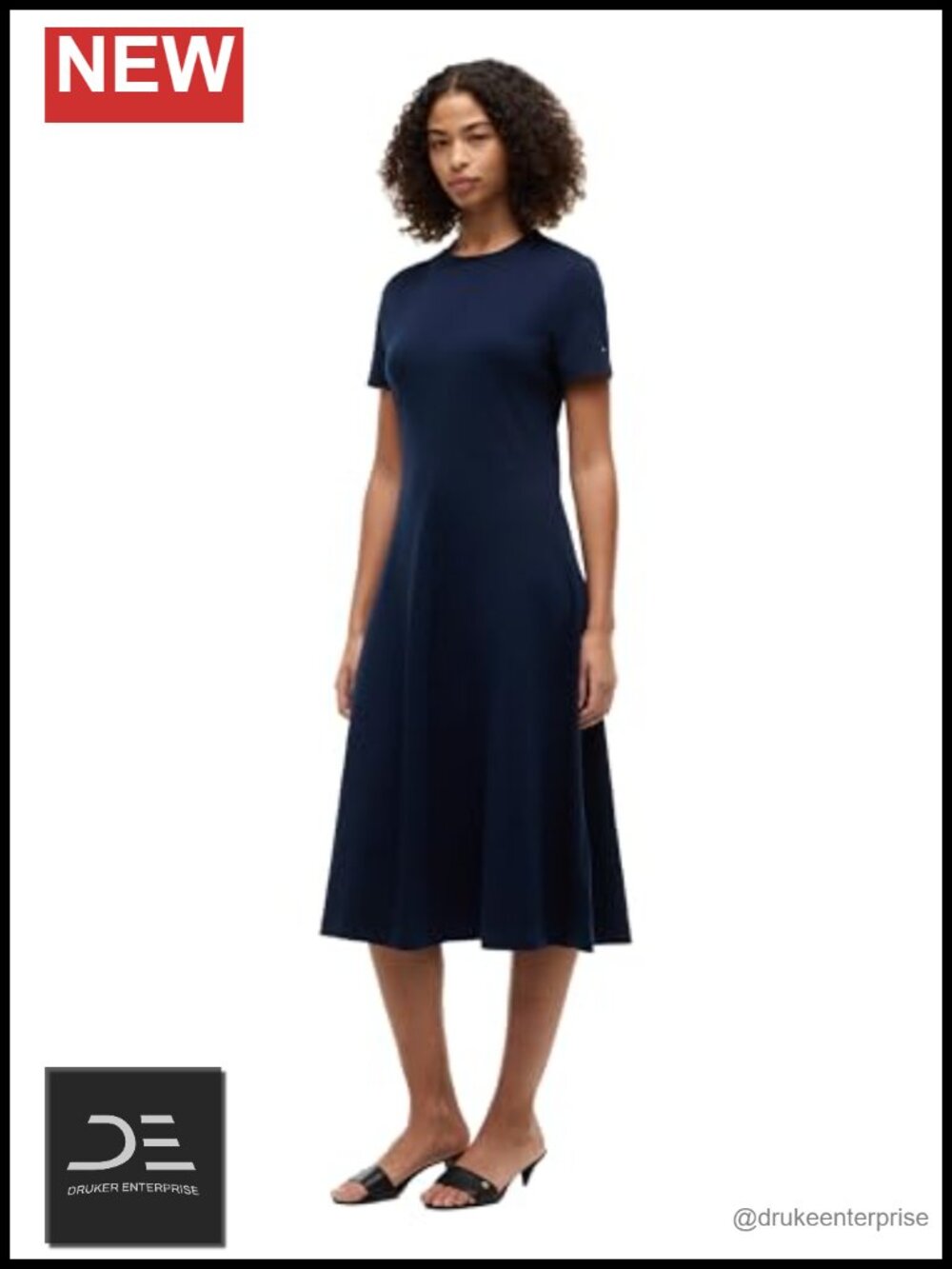 Women's 100% Cotton Midi T-Shirt Dress Crew Neck Short Sleeve Business Casual